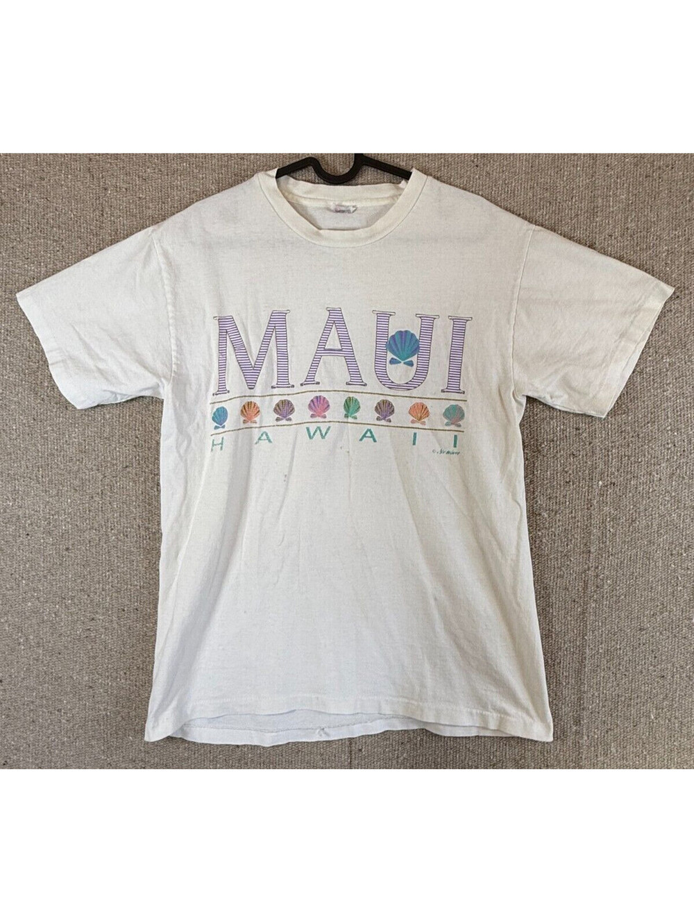 VTG Sz Small Air Waves MAUI T Shirt White Hawaii Short Sleeve